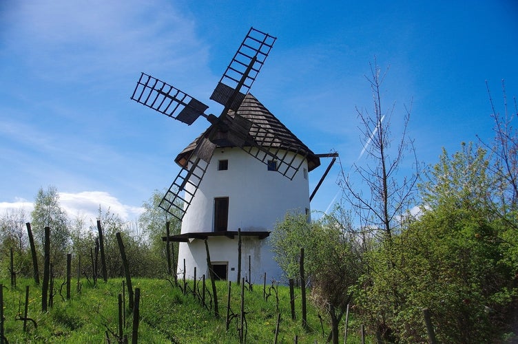 CZECH REPUBLIC, CHOMUTOV - historic Wind mill, Old Village open-air museum, Zoo park, Ore Mountains, Chomutov, Czech republic