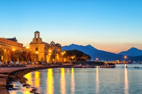 Photo of aerial view of beautiful coastal landscape with old town of Gaeta, Italy.