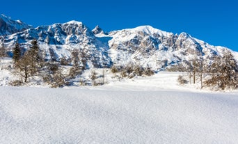 Photo of aerial view of Andalo, turistic town in the Dolomites, Trentino, Italy.