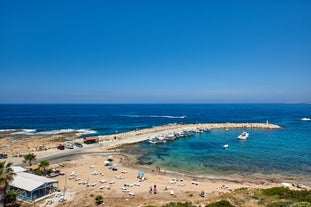 Photo of aerial view of Paphos with the Orthodox Cathedral of Agio Anargyroi, Cyprus.