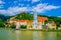 Photo of the medieval town of Durnstein along the Danube River in the picturesque Wachau Valley.