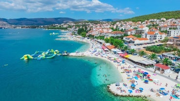 Split city beaches aerial view, Croatia.