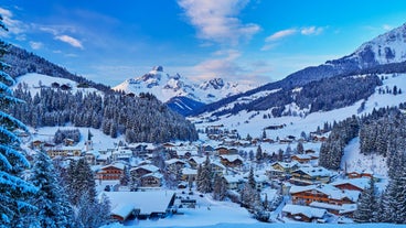 photo of beautiful view in Filzmoos at snowy winter in Austria.