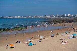 photo of beach of Les Sables d'Olonne, commune in the Vendée department in the Pays de la Loire region in western France.