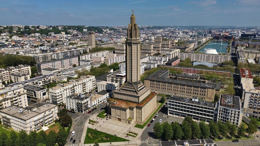 drone photo Saint Joseph Church Le Havre France Europe