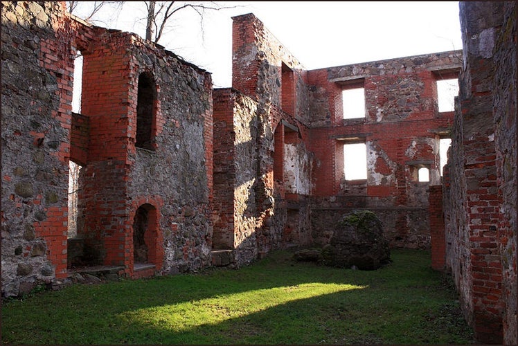 photo of view of Grobiņa Castle ruins, Grobiņa, Latvia.