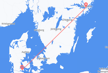 スウェーデンのストックホルムから、デンマークのセナボルグまでのフライト