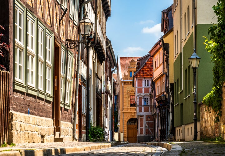 photo of view of historic buildings at the old town of Quedlinburg - Germany - sachsen-anhalt.