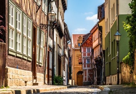 photo of view of historic buildings at the old town of Quedlinburg - Germany - sachsen-anhalt.