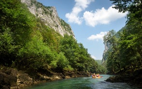 Photo of aerial view of the old bridge and river in city of Mostar, Bosnia and Herzegovina.