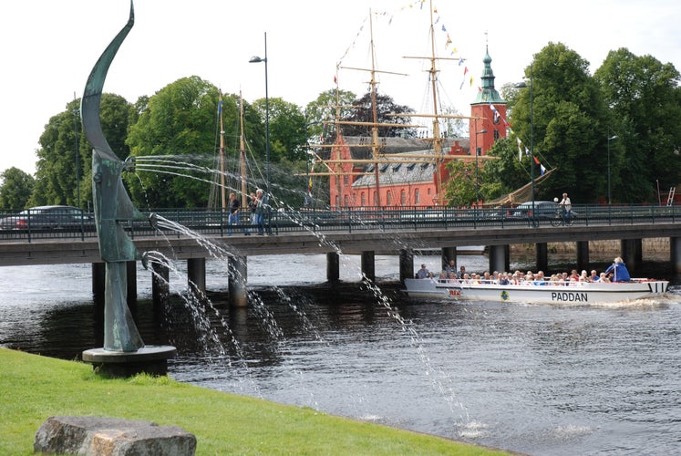 Halmstad Castle with Walter Bengtsson's The Salmon goes upstream in the foreground