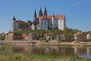 Photo of scenic summer view of the Old Town architecture with Elbe river embankment in Dresden, Saxony, Germany.