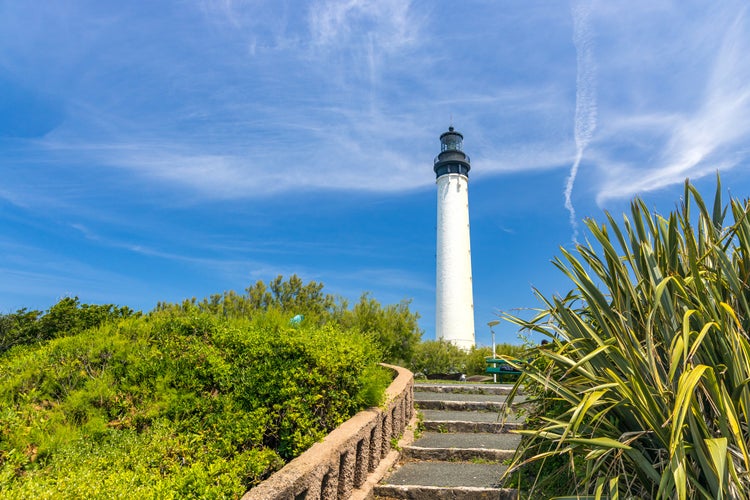 Photo of Biarritz lighthouse on a summer day in France.