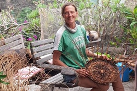 Basket weaving from palm brooms in La Gomera