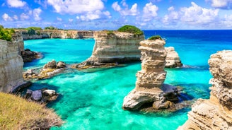 Photo of aerial view of the Castle of Otranto on the Salento Peninsula in the south of Italy.