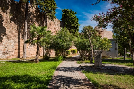 Photo of old castle and venetian tower in Durres city, Albania.