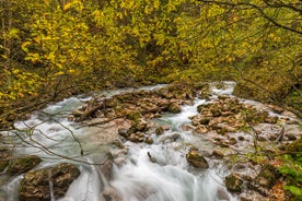 Photo of loisach river flowing through garmisch-partenkirchen, idyllic winter landscape bavaria.