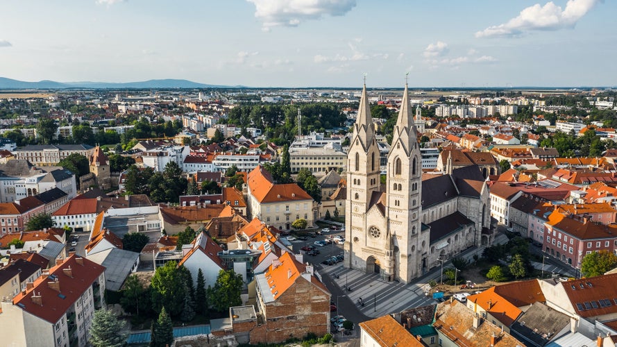 Aerial view of Wiener Neustadt Cathedral, Austria