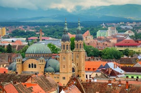 Photo of the Small Square piata mica, the second fortified square in the medieval Upper town of Sibiu city, Romania.