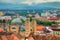 Photo of Sibiu cityscape with Holy Trinity Cathedral in Transylvania, Romania.