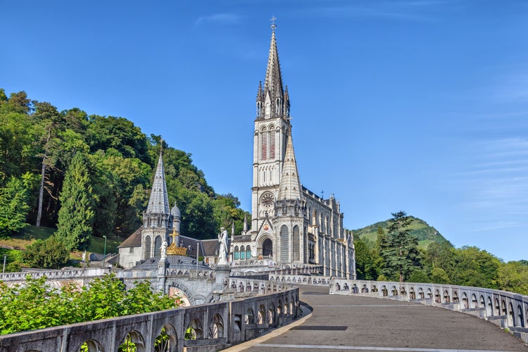 Photo of rosary Basilica in Lourdes, Hautes-Pyrenees, France.