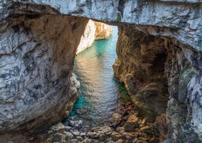 Photo of aerial view of beautiful coastal landscape with old town of Gaeta, Italy.