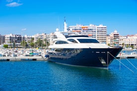 Photo of beautiful view of Santa Pola port and skyline in Alicante of Spain.