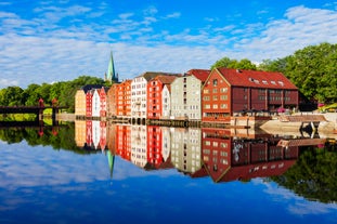 Trondheim city aerial panoramic view. Trondheim is the third most populous municipality in Norway.