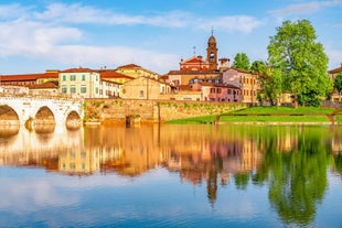 Florence Aerial View of Ponte Vecchio Bridge during Beautiful Sunny Day, Italy