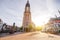 photo of the new Nieuwe Kerk Delft on the central square during the sunny morning in Delft city, Netherland.