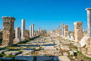 Photo of Selcuk town and ruins panorama as seen from citadel, Turkey.