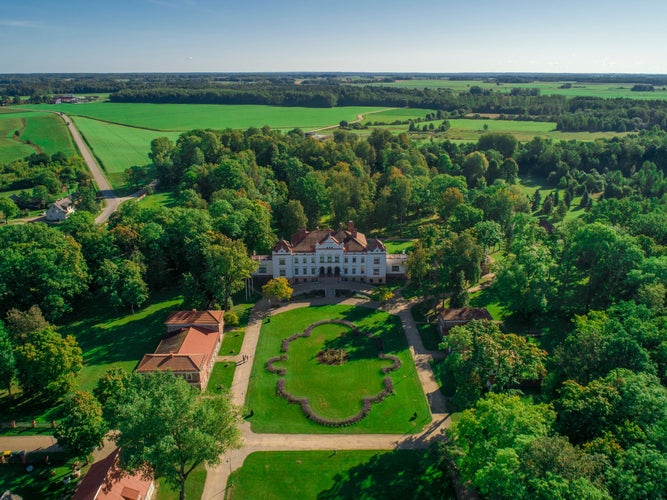 Photo of An aerial view of town Rokiskis ,Lithuania .