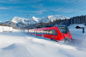 Photo of loisach river flowing through garmisch-partenkirchen, idyllic winter landscape bavaria.