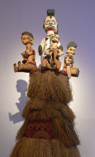 photo of view of Nuxalk transformation mask, Canada, 19th century, Stuttgart, Germany.