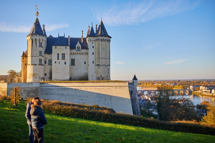 photo of view of Scenic view of Saumur Castle in Saumur, Maine-et-Loire department, Western France.