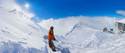 Photo of aerial view of village Kaprun, Kitzsteinhorn glacier, Austria.