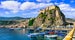 beautiful sea and towns of Calabria - medieval Scilla with old castle. South of Italy.