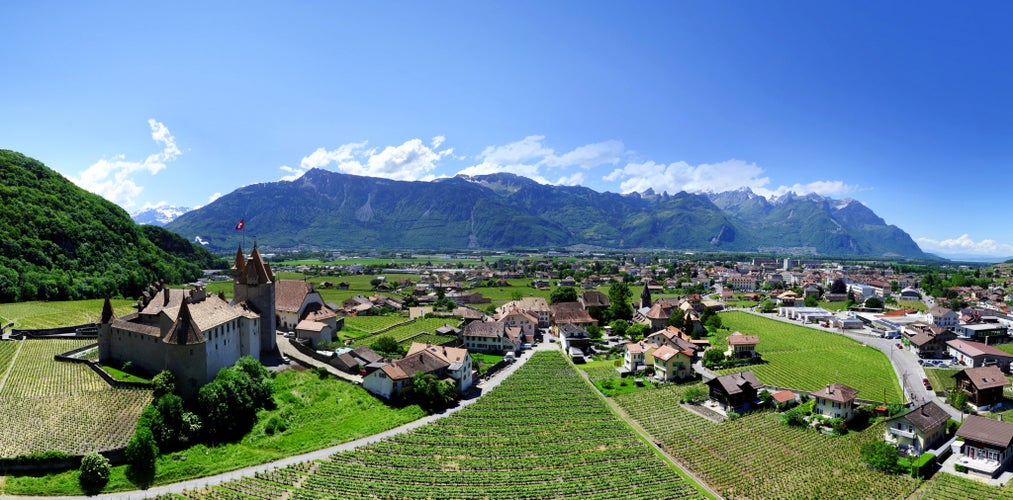 photo of view of Aerial View of Aigle Castle in Switzerland.