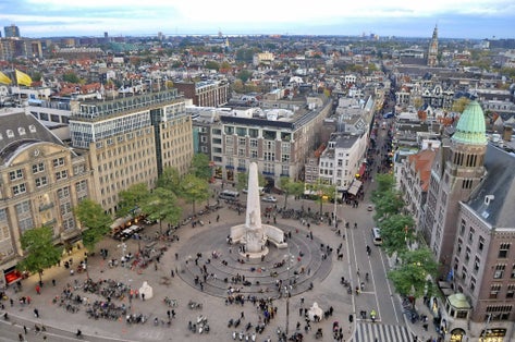 Photo of aerial View of Dam Square, Amsterdam, Netherlands.