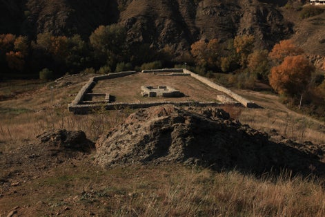 Remains of the old Orthodox Church of St. Vlasius on the Isar Hill in the city of Shtip, Macedonia