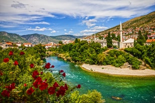 Photo of aerial view of the old town of Trebinje, Bosnia and Herzegovina.