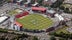 Photo of aerial view of Old Trafford cricket ground in Manchester, UK.