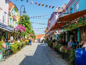 Vagen old town aerial panoramic view in Stavanger, Norway. Stavanger is a city and municipality in Norway.