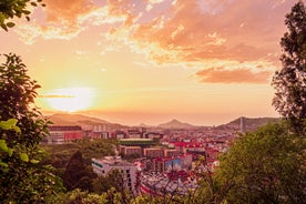 Photo of panoramic aerial view of San Sebastian (Donostia) on a beautiful summer day, Spain.