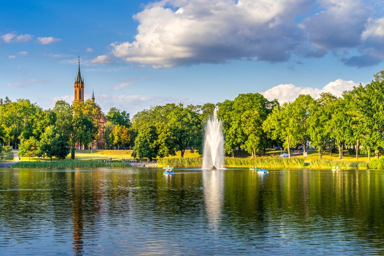 View of the Druskininkai city from the lake Druskonis