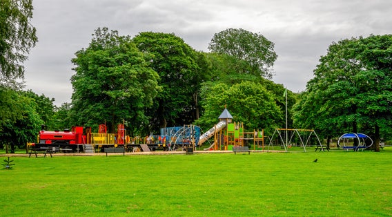 Photo of Large children playground in Seaton Park, Aberdeen city, Scotland .