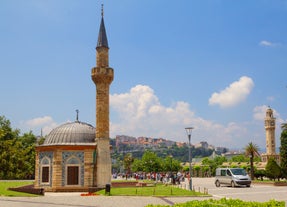 road landscape in the city. Turkey travel in summer. Highway view in beautiful city. Car driving on the road in city. Travel view in asian cities. Highway landscape in summer. Bursa, Turkey.