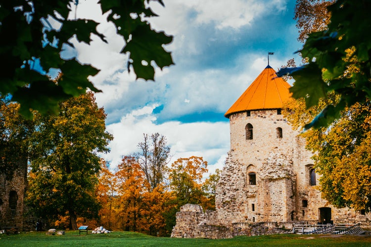 Old castle ruins in Cesis, town in Latvia