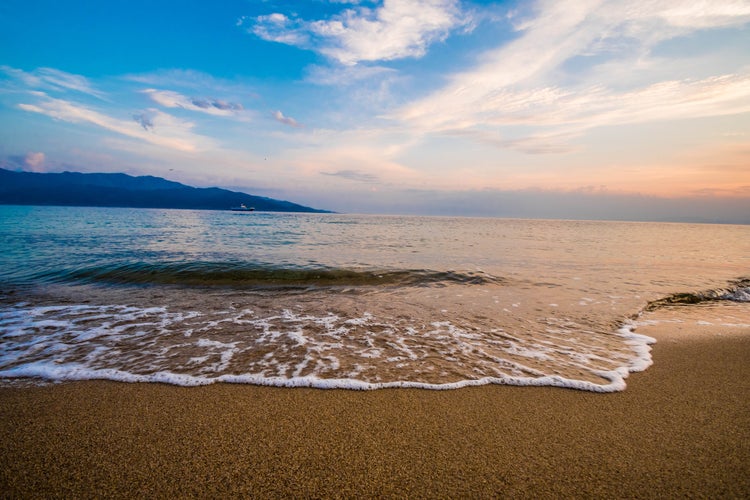 Photo of sunset on the beaches of Keramoti, Kavala, Greece.