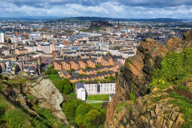 A sweeping view of Edinburgh from Salisbury Crags in Holyrood Park.jpg